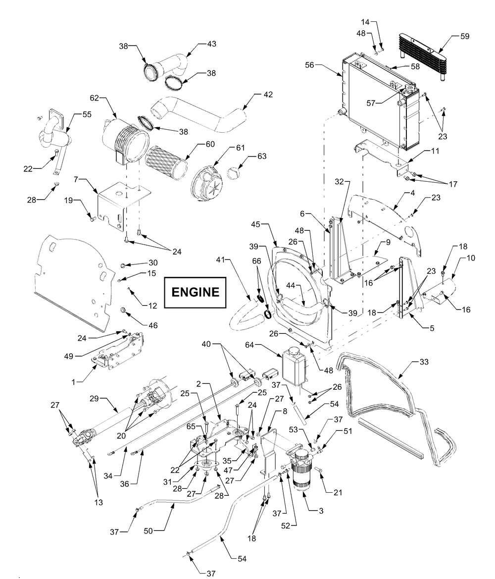 Engine And Drive Shaft Diagram and Parts List for 7304 54AD741100-54AT741100-54BD741100-54BT741100 Cub Cadet Lawn Tractor